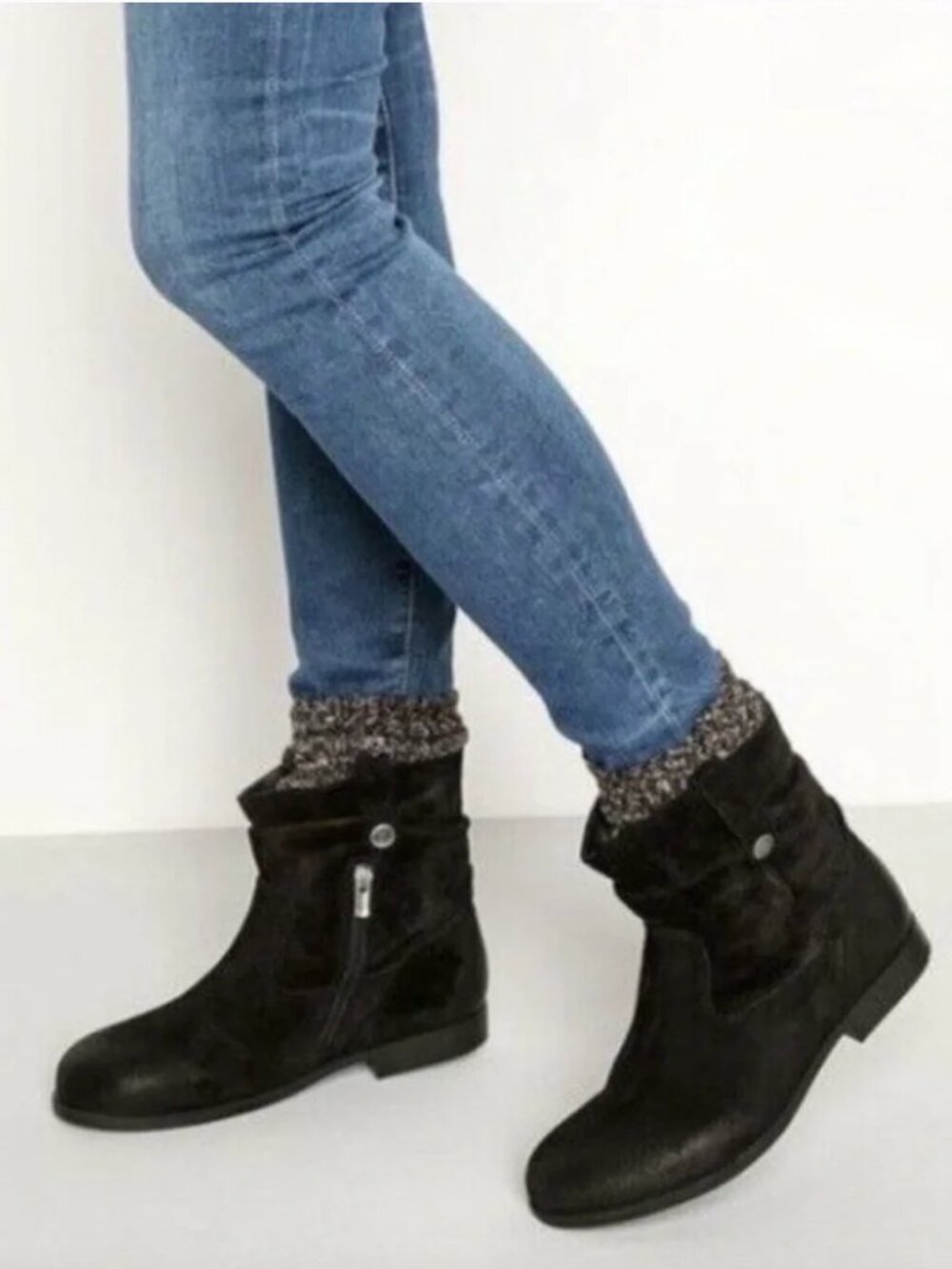 Birkenstock Womens Sarnia Black Suede Leather Ankle Boots Side Zip Pull On Sz 39